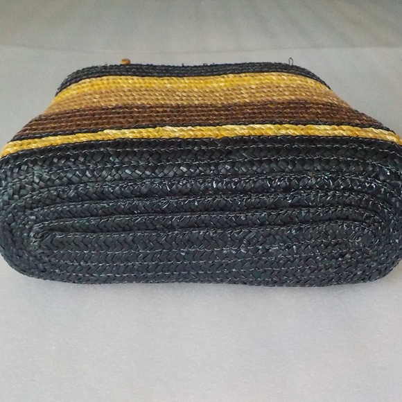 Browns & Black Stripe Straw & Bamboo Handbag - Picture 5 of 6